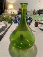 Green bottle vase wine decanter Possibly by Gallo