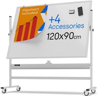 Rolling Dry Erase Board 48x36 - Portable Magnetic