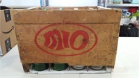 Vintage MIO Wooden Handled Pop Crate w/Bottles
