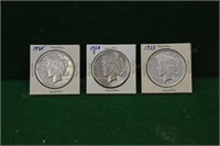 (3) Nice Peace Silver Dollars 1923p & s, 1925