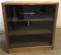 HEAVY WOOD GLASS FRONT CABINET