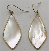 Sterling Gold Tone Mother Of Pearl Earrings