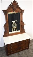 MARBLE TOP 3 DRAWER DRESSER WITH MIRROR