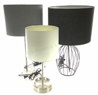 (3) Contemporary Decorative Table Lamps W/ Shades