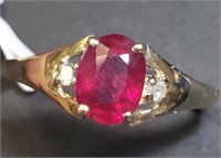 $1250 10K  Ruby(1.05ct) Diamond(0.04ct) Ring