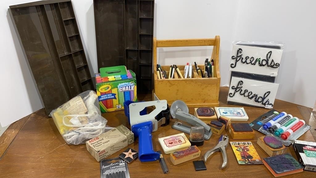 Desk items and rubber stamps