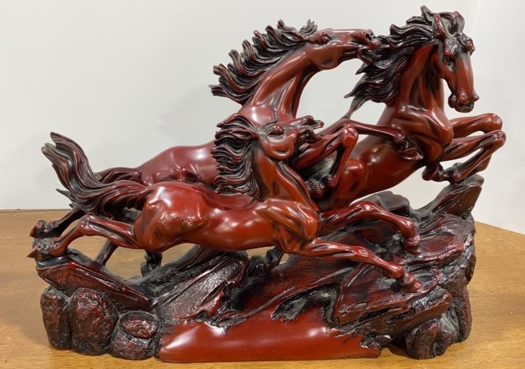 Heavy Wood Carved Horses