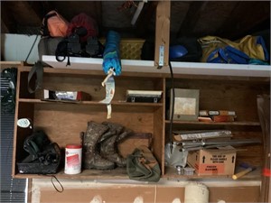 Contents of shelves in garage