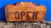 HANDPAINTED OPEN SIGN ON TIMBER BOARD