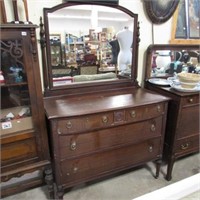 ANTIQUE 4DR DRESSER W/ MIRROR