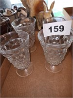 4 INDIANA WHITEHALL? FOOTED GLASS TUMBLERS