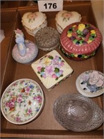 LOT COVERED TRINKET BOXES