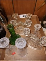 LOT VARIOUS GLASS CANDLE HOLDERS