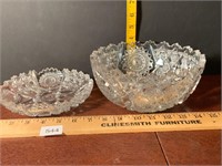 Vintage American Brilliant Cut Glass Bowl & Dish