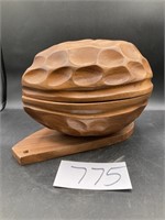 Carved Wooden Nut Bowl