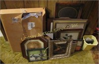 Large group mixed size picture frames & wall decor