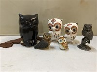 Isleta N. M. Native American Pottery Owls, Black