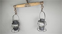 Antique Hanging Light w/Yoke and Lanterns