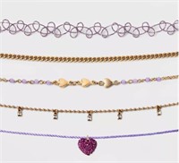 Embellished Heart Choker Necklace Set 5pc