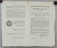 1845 French Manuscript Bulletin Des Lois #1189