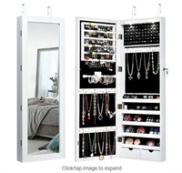 Lockable Wall Mount Mirrored Jewelry Cabinet
