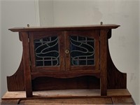 Antique English Stained Glass Wall Cabinet