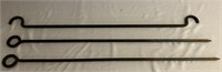3 Forged Steele Fireplace Tools 44"