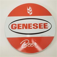 Red Genesee Beer Metal Tray 12" - Vintage