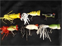 6 Vintage Plastic Fishing Lure Poppers