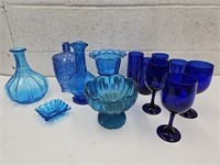 Cobalt Blue Glass  &  Vintage Glass Lot 1 Plastic