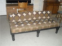 PAINTED WOOD BENCH WITH CUSHIONS