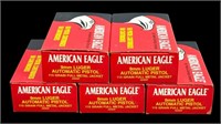 9mm Luger ammunition (5) boxes American