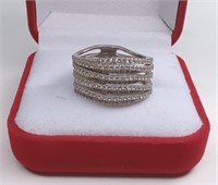Sterling Stacked Criss Cross Ring. Ring is size 8