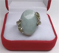 Sterling Translucent Jade With Citrine Accents