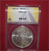 1881-S Morgan Silver Dollar  MS63   ANACS