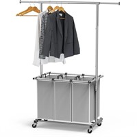 SimpleHouseware 3 Bag Laundry Sorter Rolling Cart