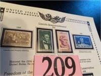 LINCOLN SESQUICENTENNIAL  4PCS STAMPS 1958-59