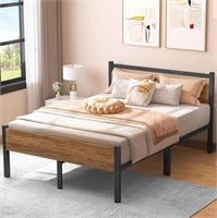 Musen Full Wood Bed Frame with Headboard 12.4 Inch