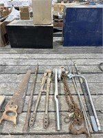 Miscellaneous with Saw, Bolt Cutters, Pry Bar,
