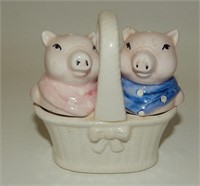 Pigs Wearing Bandanas in White Basket