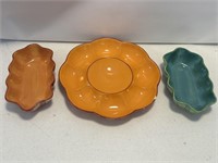 Three piece Gail Pittman Siena chip dip server