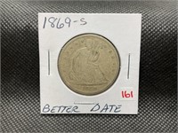 1869-S SEATED HALF DOLLAR