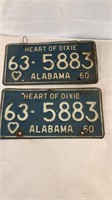 Pair of 1960 Alabama Car Tags
