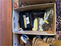 Box lot of items with vintage flashlights