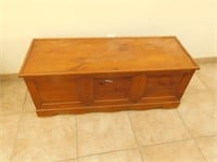 Vintage cedar wooden hope chest with key