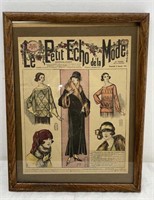 1924 Framed French Fashion Style Magazine “Le
