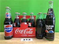 Coca Cola, Pepsi, and Double Cola Glass Bottles