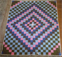 Quilt - 9 Patch Variant, Machine Quilted, 62" x