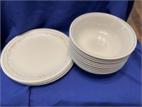 Corelle Corning.  6 plates and 10 bowls.