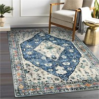 Boho Tribal Blue Rug for Bedroom,3x5 Rug